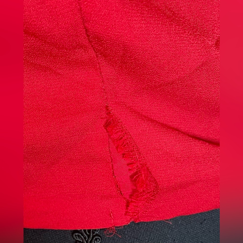 miami- Red Square-Neck Pleated Peasant Blouse Size M - Picture 7 of 12